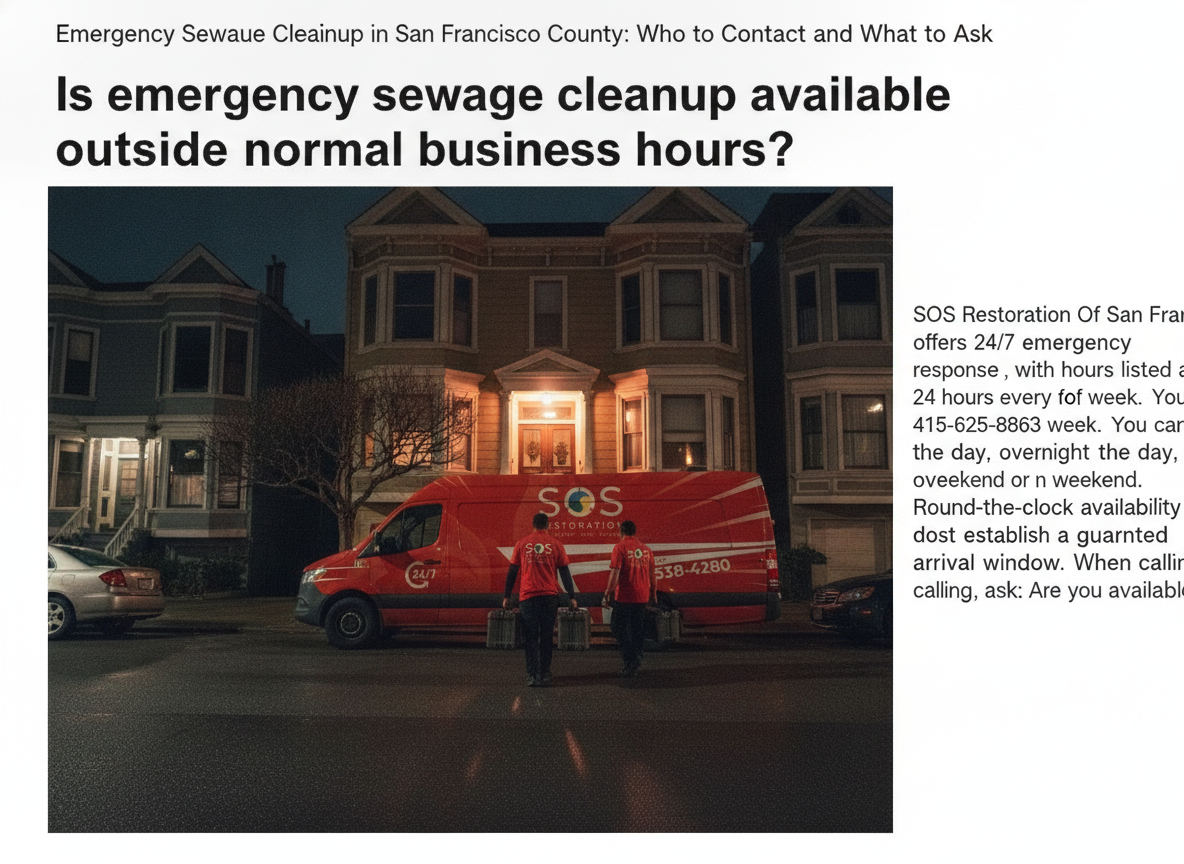 Is emergency sewage cleanup available outside normal business hours?