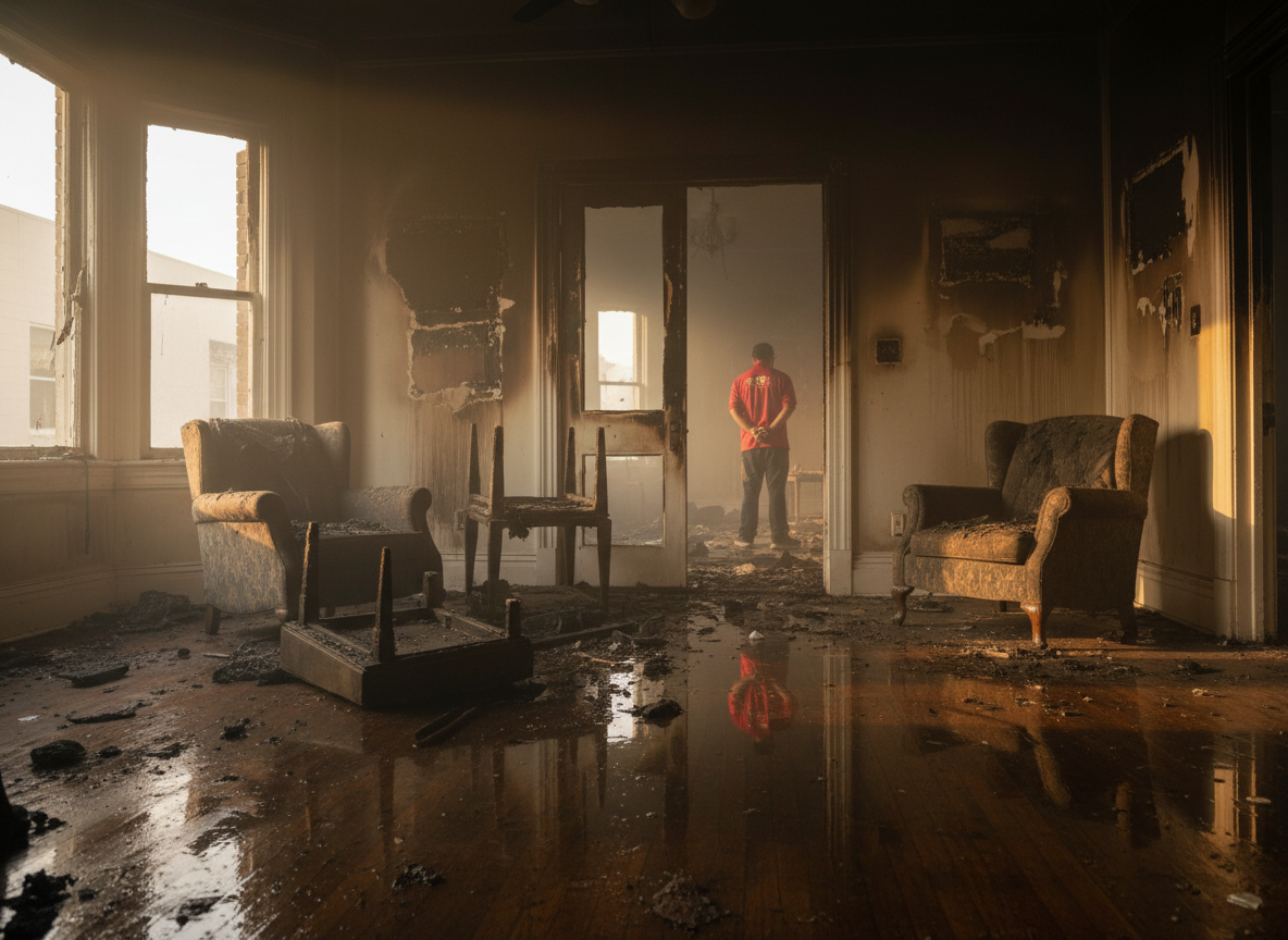 What parts of the property does fire and smoke restoration address?
